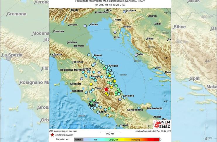 Seguidilla de temblores sacude centro de Italia