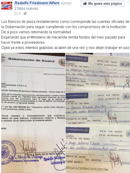 Rodolfo Friedmann comenzó a pagar salarios tras rehabilitación de cuentas bancarias