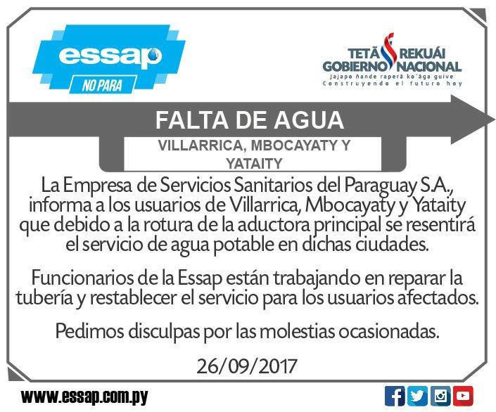 Cuando No? Rotura de aductora nuevamente ocasiona falta de agua en Villarrica