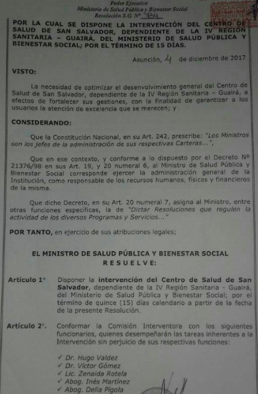 Intervienen Centro de  Salud de San Salvador