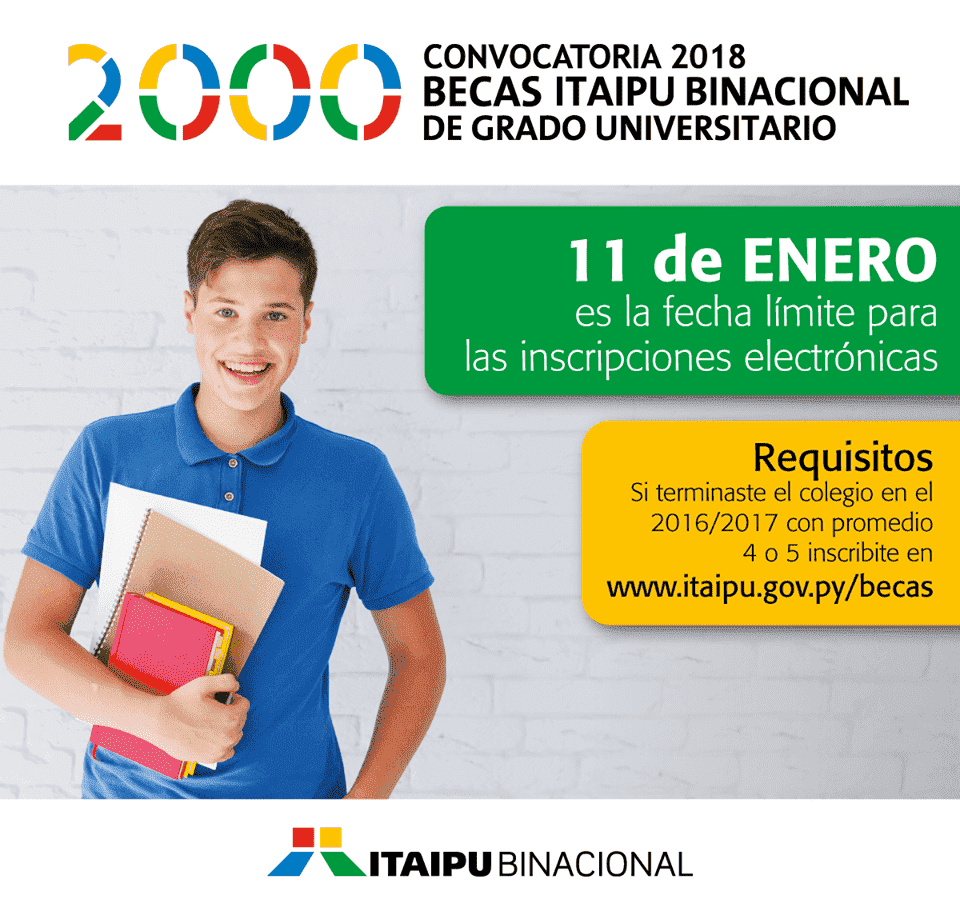 Hay tiempo hasta la próxima semana para postular por las becas de Itaipu