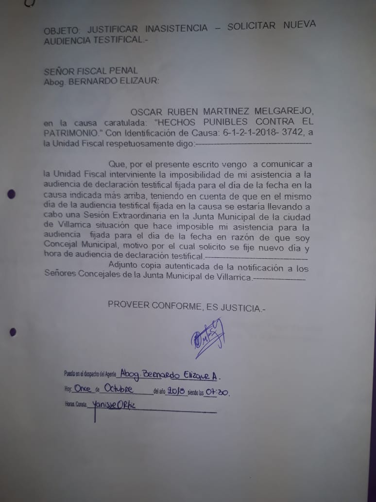 Carlos Coronil y Rúben Martínez presentaron certificados médicos y no declararon en la fiscalía