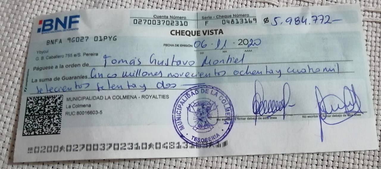 Concejal Municipal donó su dieta al Cuerpo de Bomberos de su comunidad.