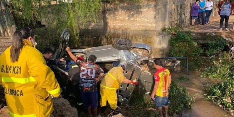 Jóvenes terminan con heridas tras caer a un zanjón