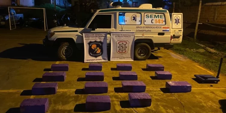 Cae ambulancia que llevaba como “paciente” una carga de droga en Canindeyú.