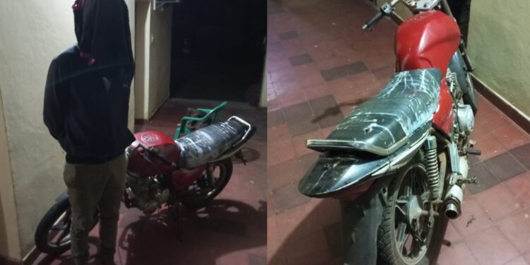 APREHENSIÓN DE PERSONA POR EXPOSICIÓN A PELIGRO EN EL TRÁNSITO TERRESTRE, RESISTENCIA E INCAUTACIÓN DE UNA MOTOCICLETA DE DUDOSA PROCEDENCIA CON ESCAPE RONCADOR