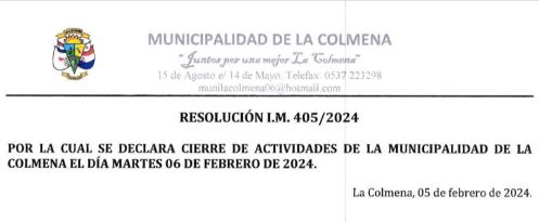 Municipalidad de La Colmena, y otras cerrarán mañana