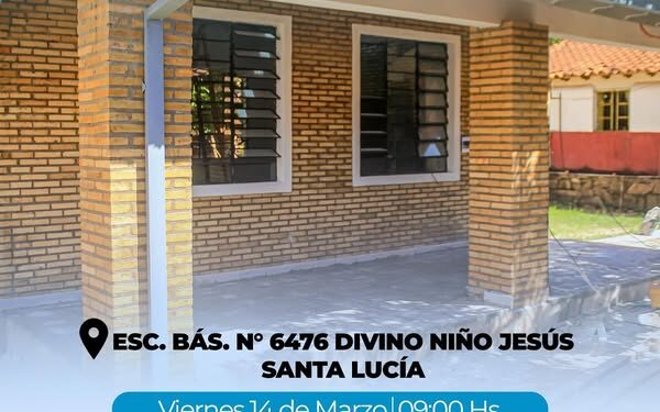 Mañana inauguran nueva aula en Santa Lucía